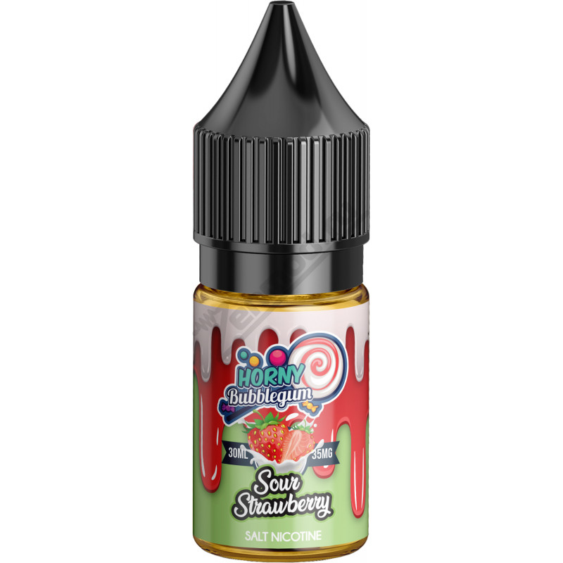 Фото и внешний вид — HORNY Bubblegum SALT - Sour Strawberry 30мл